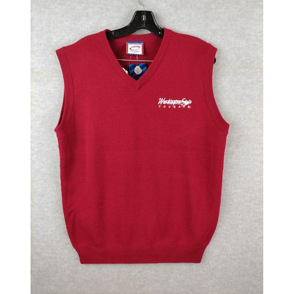 NEW Vintage WSU Mens Sweater M Red Embroidered Alumni‎ WAZZU Cougars Deadstock